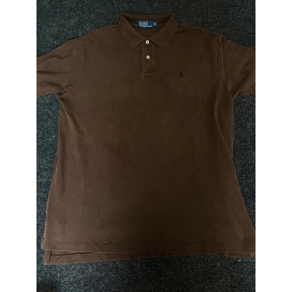 Polo Ralph Lauren Mens XL Brown Short Sleeve Pique Cotton Polo Shirt Pony Logo